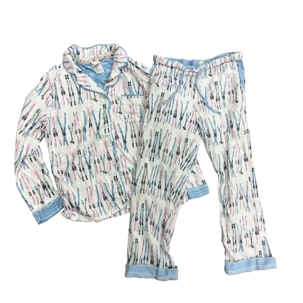 Munki Munki Ski Print Flannel Pajama Set Size Medium